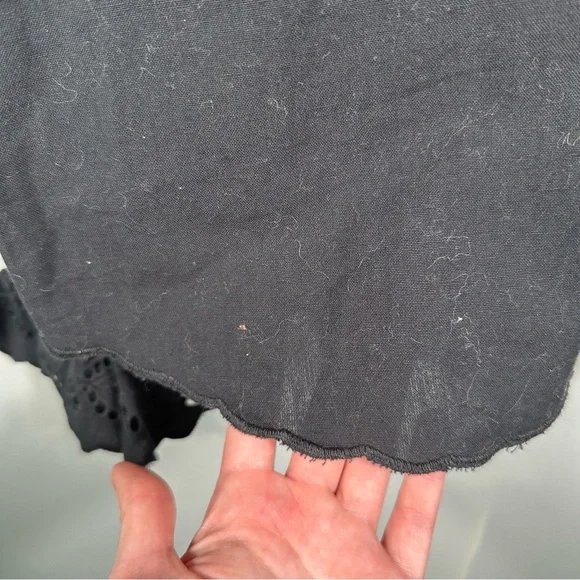 Ba&sh Black Cotton Ruffle Neckline Lady Shirt Size 6 Sophisticated Cottagecore - Picture 6 of 14